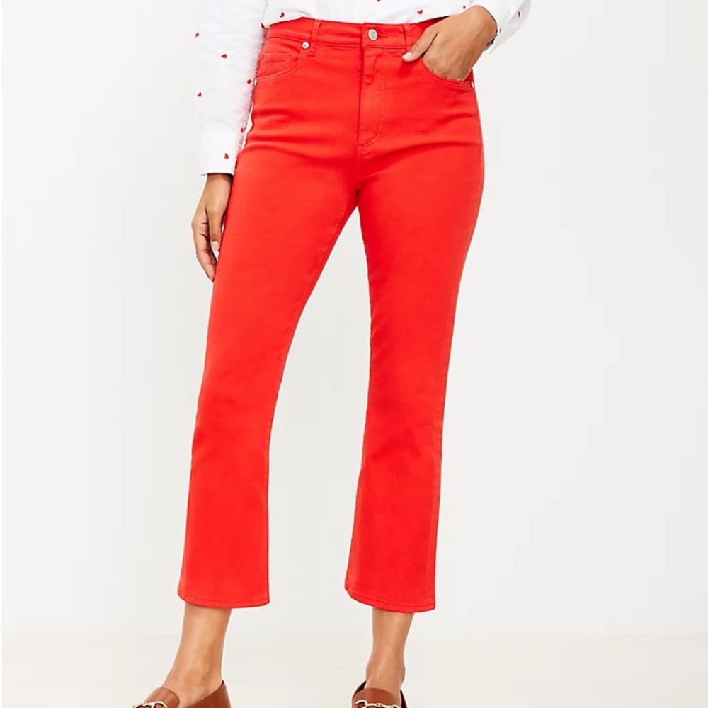 Loft kick crop red jeans (not very stretchy) (high waist)